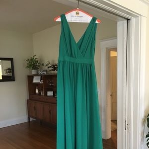 Floor length teal/green dress
